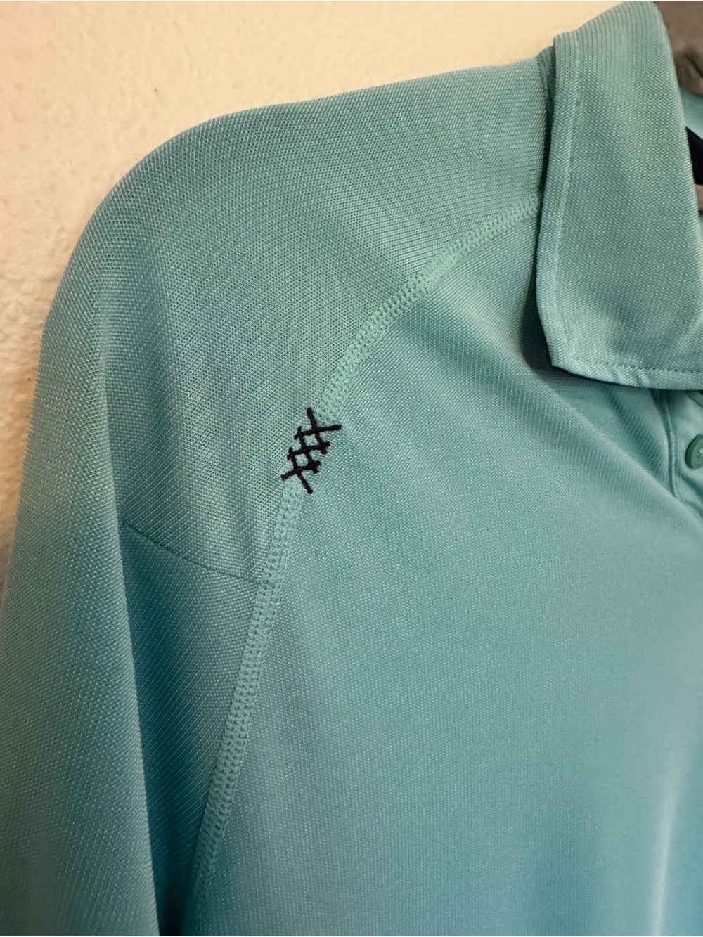 Rhone Delta Pique Mens Polo Shirt Lightweight Active Medium Blue Green EUC - Picture 6 of 11
